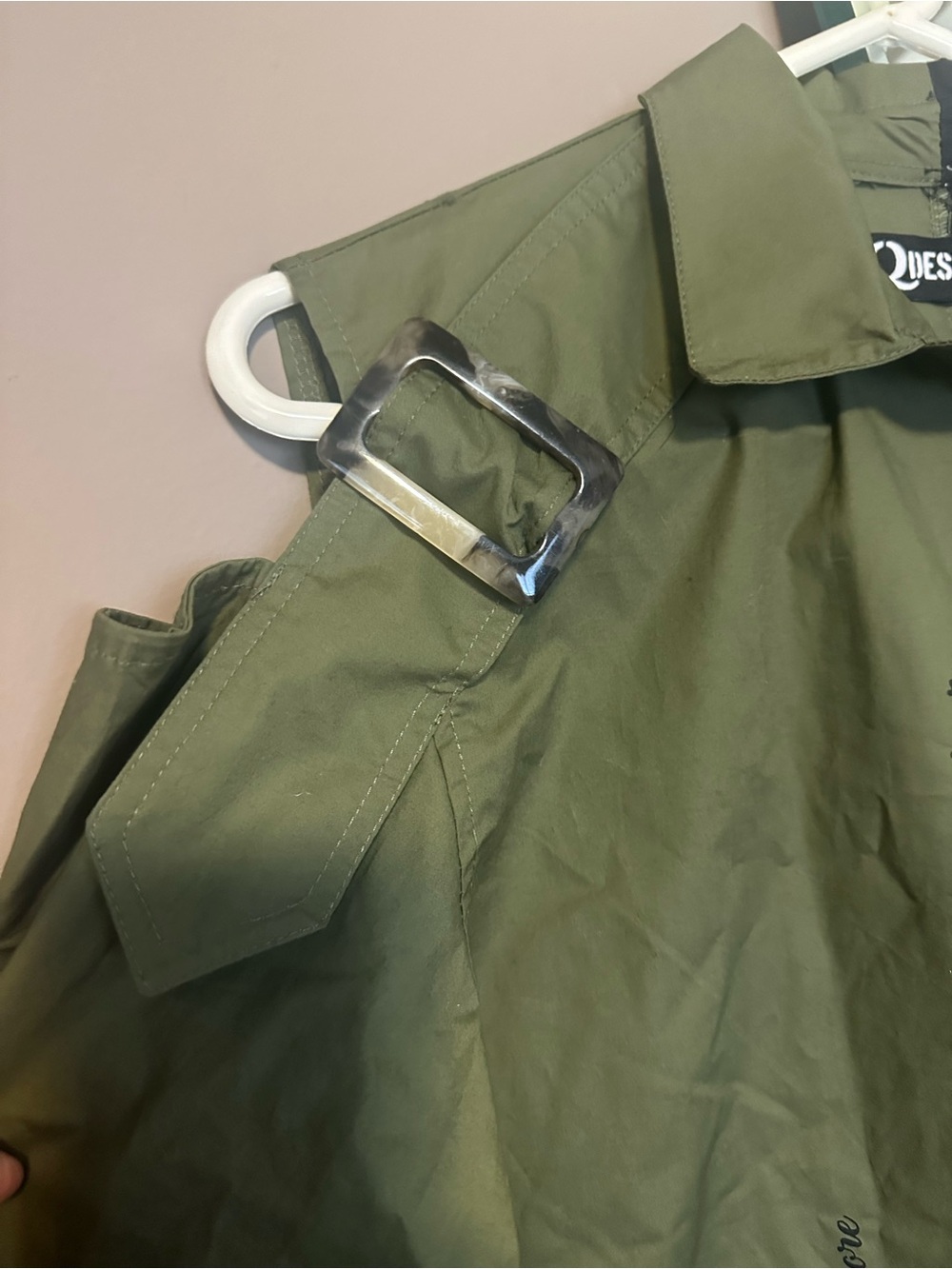 Q Design Lab Two-Tone Olive Green and Black Button-Down Shirt Jacket - Picture 2 of 3